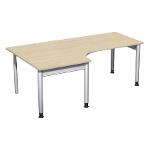 Geramöbel 657310 Schreibtisch 4-Fuß PRO Freiform PC links höhenverstellbar 68-82cm (BxT) 180x120/80cm Buche/Silber 