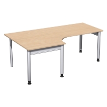 Geramöbel 657310 Schreibtisch 4-Fuß PRO Freiform PC links höhenverstellbar 68-82cm (BxT) 180x120/80cm Buche/Silber 