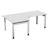 Geramöbel 657310 Schreibtisch 4-Fuß PRO Freiform PC links höhenverstellbar 68-82cm (BxT) 180x120/80cm Buche/Silber 