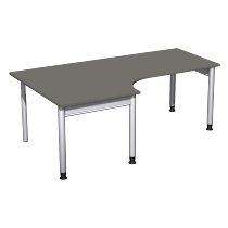 Geramöbel 657310 Schreibtisch 4-Fuß PRO Freiform PC links höhenverstellbar 68-82cm (BxT) 180x120/80cm Buche/Silber 