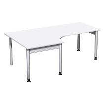 Geramöbel 657310 Schreibtisch 4-Fuß PRO Freiform PC links höhenverstellbar 68-82cm (BxT) 180x120/80cm Buche/Silber 