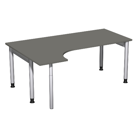 Geramöbel 657324 Schreibtisch 4-Fuß PRO Freiform PC links höhenverstellbar 68-82cm (BxT) 180x120cm Buche/Silber 
