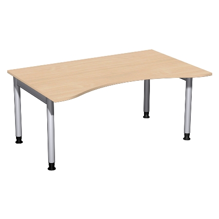 Geramöbel 657337 Schreibtisch 4-Fuß PRO ERGOform höhenverstellbar 68-82cm (BxT) 180x100cm Buche/Silber 
