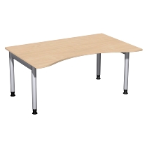 Geramöbel 657337 Schreibtisch 4-Fuß PRO ERGOform höhenverstellbar 68-82cm (BxT) 180x100cm Buche/Silber 