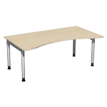 Geramöbel 657337 Schreibtisch 4-Fuß PRO ERGOform höhenverstellbar 68-82cm (BxT) 180x100cm Buche/Silber 