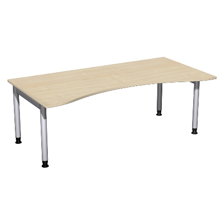 Geramöbel 657337 Schreibtisch 4-Fuß PRO ERGOform höhenverstellbar 68-82cm (BxT) 180x100cm Buche/Silber 