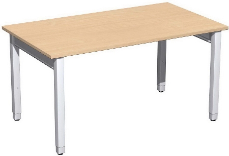 Geramöbel Schreibtisch 4-Fuß Pro Quadrat 667102 höhenverstellbar 68-86cm (BxT) 1200x800cm Buche/Silber