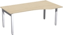 Geramöbel PC-Schreibtisch 4-Fuß Pro Quadrat 667312 PC links höhenverstellbar 68-86cm (BxT) 1600x1000cm Ahorn/Silber