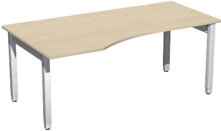 Geramöbel PC-Schreibtisch 4-Fuß Pro Quadrat 667312 PC links höhenverstellbar 68-86cm (BxT) 1600x1000cm Ahorn/Silber