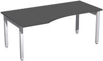 Geramöbel PC-Schreibtisch 4-Fuß Pro Quadrat 667312 PC links höhenverstellbar 68-86cm (BxT) 1600x1000cm Ahorn/Silber