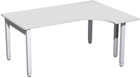 Geramöbel PC-Schreibtisch 4-Fuß Pro Quadrat 667308 PC links höhenverstellbar 68-86cm (BxT) 1600x1200cm Ahorn/Silber