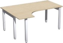 Geramöbel PC-Schreibtisch 4-Fuß Pro Quadrat 667308 PC links höhenverstellbar 68-86cm (BxT) 1600x1200cm Ahorn/Silber