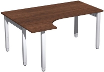 Geramöbel PC-Schreibtisch 4-Fuß Pro Quadrat 667308 PC links höhenverstellbar 68-86cm (BxT) 1600x1200cm Ahorn/Silber