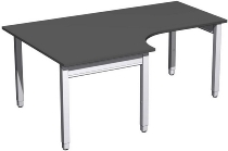 Geramöbel PC-Schreibtisch 4-Fuß Pro Quadrat 667320 PC links höhenverstellbar 68-86cm (BxT) 1600x1200cm Ahorn/Silber