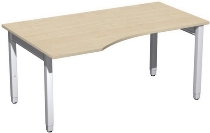 Geramöbel PC-Schreibtisch 4-Fuß Pro Quadrat 667312 PC links höhenverstellbar 68-86cm (BxT) 1600x1000cm Ahorn/Silber