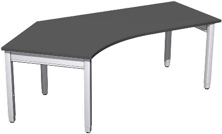 Geramöbel Schreibtisch 4-Fuß Pro Quadrat 667315 Winkel 135° links höhenverstellbar 68-86cm (BxT) 2166x1130cm Ahorn/Silber