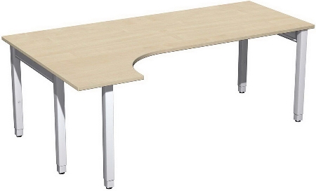 Geramöbel PC-Schreibtisch 4-Fuß Pro Quadrat 667308 PC links höhenverstellbar 68-86cm (BxT) 1600x1200cm Ahorn/Silber