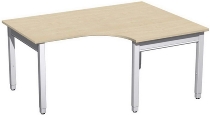 Geramöbel PC-Schreibtisch 4-Fuß Pro Quadrat 667319 PC rechts höhenverstellbar 68-86cm (BxT) 1600x1200cm Ahorn/Silber