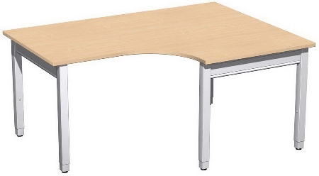 Geramöbel PC-Schreibtisch 4-Fuß Pro Quadrat 667320 PC links höhenverstellbar 68-86cm (BxT) 1600x1200cm Ahorn/Silber