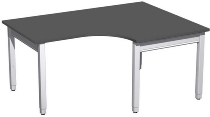 Geramöbel PC-Schreibtisch 4-Fuß Pro Quadrat 667320 PC links höhenverstellbar 68-86cm (BxT) 1600x1200cm Ahorn/Silber