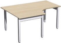 Geramöbel PC-Schreibtisch 4-Fuß Pro Quadrat 667320 PC links höhenverstellbar 68-86cm (BxT) 1600x1200cm Ahorn/Silber