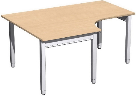 Geramöbel PC-Schreibtisch 4-Fuß Pro Quadrat 667320 PC links höhenverstellbar 68-86cm (BxT) 1600x1200cm Ahorn/Silber