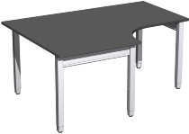 Geramöbel PC-Schreibtisch 4-Fuß Pro Quadrat 667320 PC links höhenverstellbar 68-86cm (BxT) 1600x1200cm Ahorn/Silber