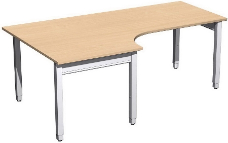 Geramöbel PC-Schreibtisch 4-Fuß Pro Quadrat 667320 PC links höhenverstellbar 68-86cm (BxT) 1600x1200cm Ahorn/Silber