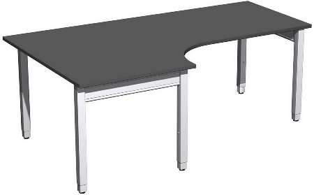 Geramöbel PC-Schreibtisch 4-Fuß Pro Quadrat 667320 PC links höhenverstellbar 68-86cm (BxT) 1600x1200cm Ahorn/Silber