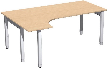 Geramöbel PC-Schreibtisch 4-Fuß Pro Quadrat 667308 PC links höhenverstellbar 68-86cm (BxT) 1600x1200cm Ahorn/Silber