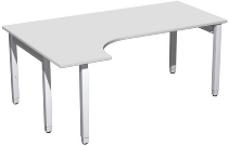 Geramöbel PC-Schreibtisch 4-Fuß Pro Quadrat 667308 PC links höhenverstellbar 68-86cm (BxT) 1600x1200cm Ahorn/Silber