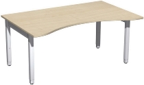 Geramöbel Schreibtisch 4-Fuß Pro Quadrat 667336 ERGOform höhenverstellbar 68-86cm (BxT) 1600x1000cm Ahorn/Silber