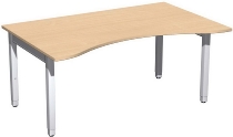 Geramöbel Schreibtisch 4-Fuß Pro Quadrat 667337 ERGOform höhenverstellbar 68-86cm (BxT) 1800x1000cm Nussbaum/Silber