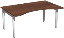 Geramöbel Schreibtisch 4-Fuß Pro Quadrat 667337 ERGOform höhenverstellbar 68-86cm (BxT) 1800x1000cm Nussbaum/Silber