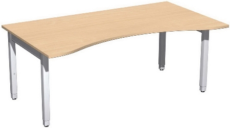 Geramöbel Schreibtisch 4-Fuß Pro Quadrat 667337 ERGOform höhenverstellbar 68-86cm (BxT) 1800x1000cm Nussbaum/Silber