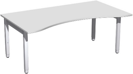 Geramöbel Schreibtisch 4-Fuß Pro Quadrat 667337 ERGOform höhenverstellbar 68-86cm (BxT) 1800x1000cm Nussbaum/Silber