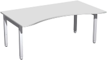 Geramöbel Schreibtisch 4-Fuß Pro Quadrat 667337 ERGOform höhenverstellbar 68-86cm (BxT) 1800x1000cm Nussbaum/Silber
