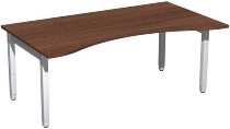 Geramöbel Schreibtisch 4-Fuß Pro Quadrat 667337 ERGOform höhenverstellbar 68-86cm (BxT) 1800x1000cm Nussbaum/Silber