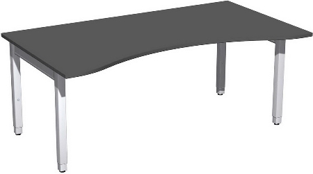 Geramöbel Schreibtisch 4-Fuß Pro Quadrat 667337 ERGOform höhenverstellbar 68-86cm (BxT) 1800x1000cm Nussbaum/Silber