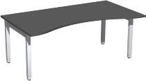 Geramöbel Schreibtisch 4-Fuß Pro Quadrat 667337 ERGOform höhenverstellbar 68-86cm (BxT) 1800x1000cm Nussbaum/Silber