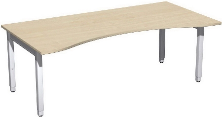 Geramöbel Schreibtisch 4-Fuß Pro Quadrat 667337 ERGOform höhenverstellbar 68-86cm (BxT) 1800x1000cm Nussbaum/Silber
