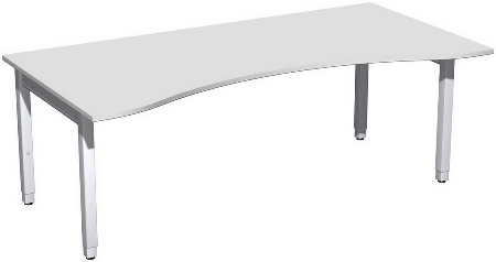 Geramöbel Schreibtisch 4-Fuß Pro Quadrat 667337 ERGOform höhenverstellbar 68-86cm (BxT) 1800x1000cm Nussbaum/Silber