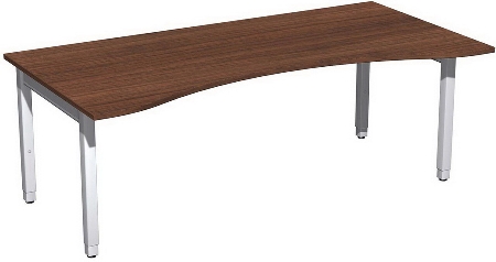 Geramöbel Schreibtisch 4-Fuß Pro Quadrat 667337 ERGOform höhenverstellbar 68-86cm (BxT) 1800x1000cm Nussbaum/Silber