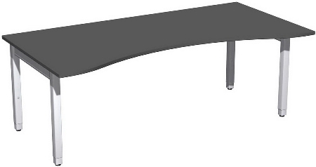 Geramöbel Schreibtisch 4-Fuß Pro Quadrat 667337 ERGOform höhenverstellbar 68-86cm (BxT) 1800x1000cm Nussbaum/Silber