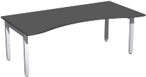 Geramöbel Schreibtisch 4-Fuß Pro Quadrat 667337 ERGOform höhenverstellbar 68-86cm (BxT) 1800x1000cm Nussbaum/Silber