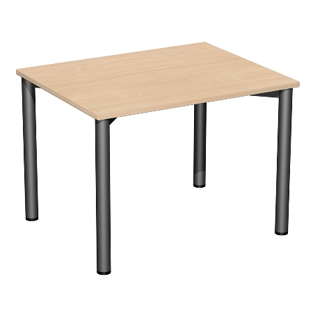 Geramöbel 710122 Konferenztisch Rundfuß feste Höhe, 1000x800x720, Weiß/Anthrazit