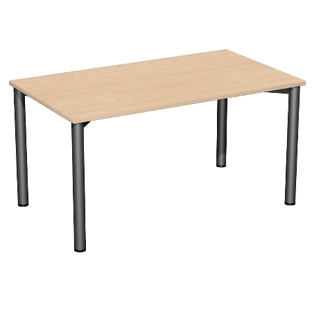 Geramöbel 710122 Konferenztisch Rundfuß feste Höhe, 1000x800x720, Weiß/Anthrazit