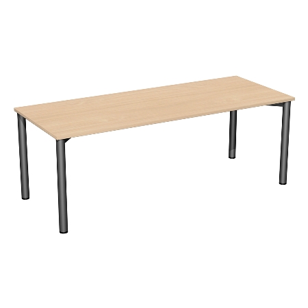 Geramöbel 710122 Konferenztisch Rundfuß feste Höhe, 1000x800x720, Weiß/Anthrazit