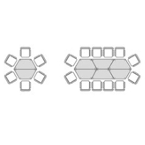 Geramöbel 710128 Trapezformtisch feste Höhe, 800-1600x693x720, Nussbaum/Silber