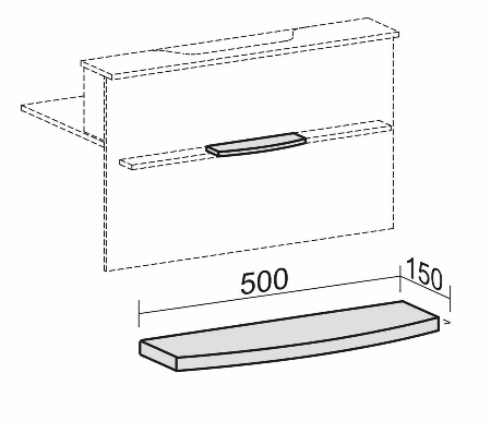 Geramöbel Taschenablage 830609 vorne gerundet für Thekenelement (BxT) 500x150mm Ahorn